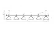 Лампа STARTBILLIARDS 6 пл. (плафоны бриллиант,штанга хром,фурнитура хром,3)