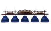 Лампа Император-Люкс 5пл. ясень (№6,бархат синий,бахрома синяя,фурнитура золото)
