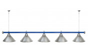 Лампа STARTBILLIARDS 5 пл. (плафоны синие,штанга хром,фурнитура хром)