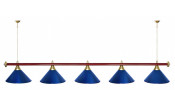 Лампа STARTBILLIARDS 5 пл. RAL (плафоны красные,штанга бронза,фурнитура бронза)