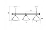 Лампа STARTBILLIARDS 3 пл. (плафоны антик медь,штанга голубая,фурнитура золото)